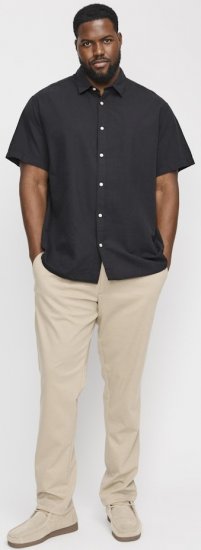Jack & Jones Breeze Linen Blend Short Sleeve Shirt Black - Herrenhemden in großen Größen - Herrenhemden in großen Größen