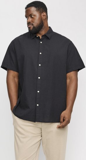 Jack & Jones Breeze Linen Blend Short Sleeve Shirt Black - Herrenhemden in großen Größen - Herrenhemden in großen Größen