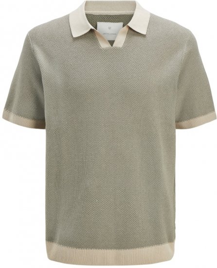 Jack & Jones Ceaston Knit Short Sleeve Sweater Vetiver - Herren-sweater und -hoodies - Herren-Sweater und -Hoodies in großen Größen