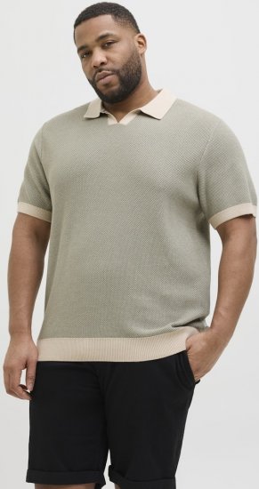Jack & Jones Ceaston Knit Short Sleeve Sweater Vetiver - Herren-sweater und -hoodies - Herren-Sweater und -Hoodies in großen Größen