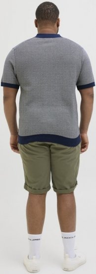 Jack & Jones Ceaston Knit Short Sleeve Sweater Grey/Blue - Herren-sweater und -hoodies - Herren-Sweater und -Hoodies in großen Größen