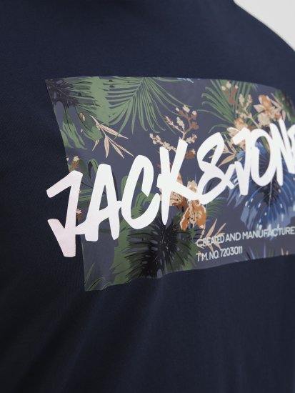 Jack & Jones Hawaii Shape Crew Neck T-Shirt Navy - Herren-T-shirts - Herren-T-Shirts in großen Größen