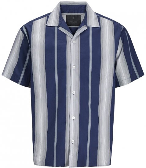 Jack & Jones Palermo Restort Print Short Sleeve Shirt Navy - Herrenhemden - Herrenhemden in großen Größen