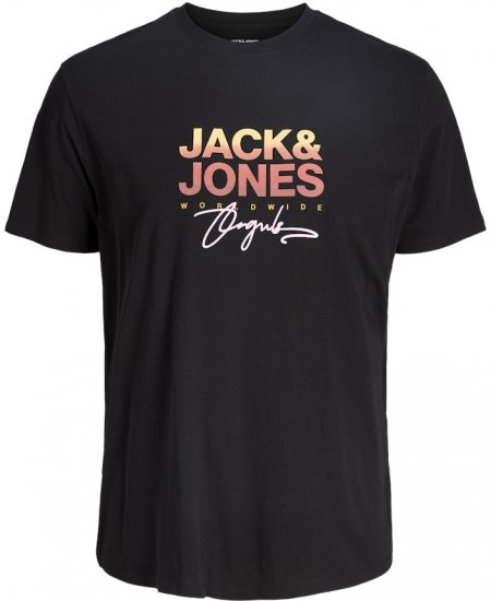 Jack & Jones Canggu Crew Neck T-Shirt Black - Herren-T-shirts - Herren-T-Shirts in großen Größen