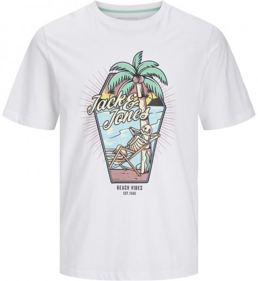 Jack & Jones Elijah Crew Neck T-Shirt White - Herren-T-shirts - Herren-T-Shirts in großen Größen