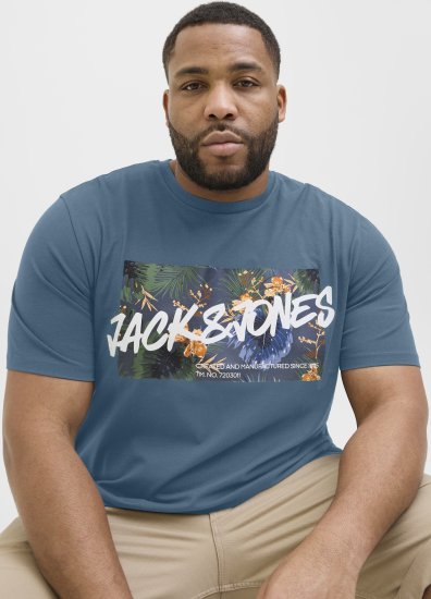 Jack & Jones Hawaii Shape Crew Neck T-Shirt Blue - Herren-T-shirts - Herren-T-Shirts in großen Größen