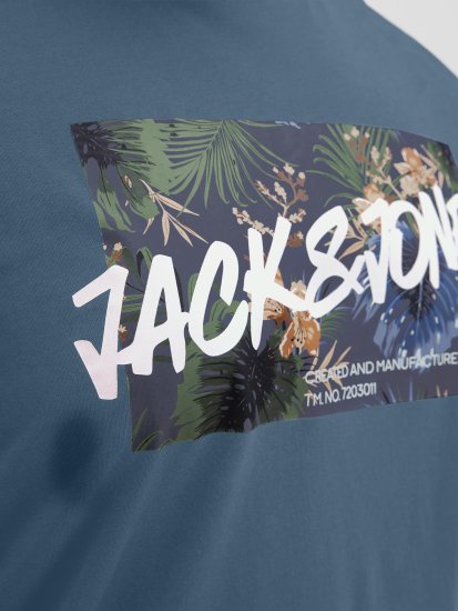 Jack & Jones Hawaii Shape Crew Neck T-Shirt Blue - Herren-T-shirts - Herren-T-Shirts in großen Größen