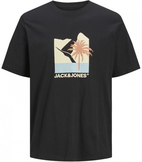 Jack & Jones Barbados Graphic Crew Neck T-Shirt Black - Herren-T-shirts - Herren-T-Shirts in großen Größen