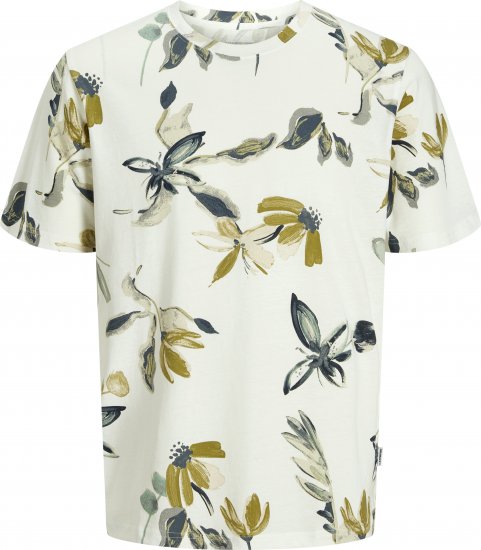 Jack & Jones Varenna AOP Crew Neck T-Shirt White - Herren-T-shirts - Herren-T-Shirts in großen Größen