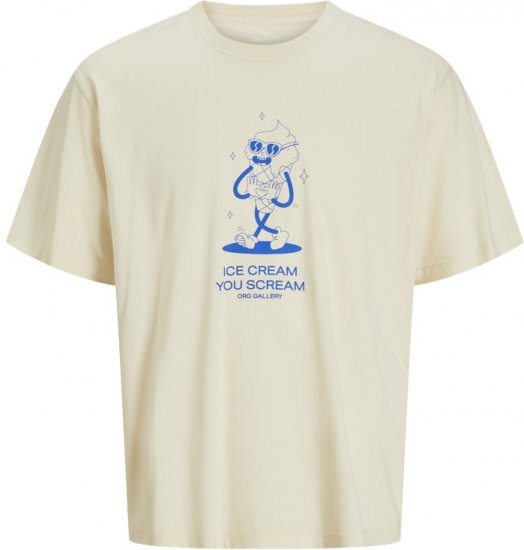 Jack & Jones Unexpect Crew Neck T-Shirt Antique White - Herren-T-shirts - Herren-T-Shirts in großen Größen