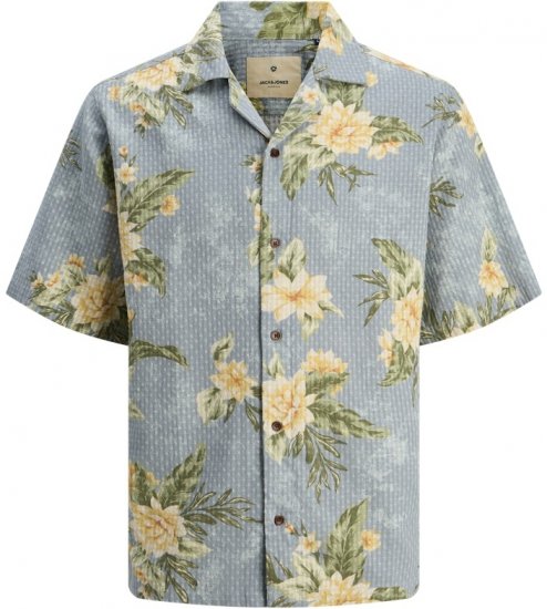 Jack & Jones Vincent Resort Print Relaxed Fit Shirt Coronet Blue - Herrenhemden - Herrenhemden in großen Größen