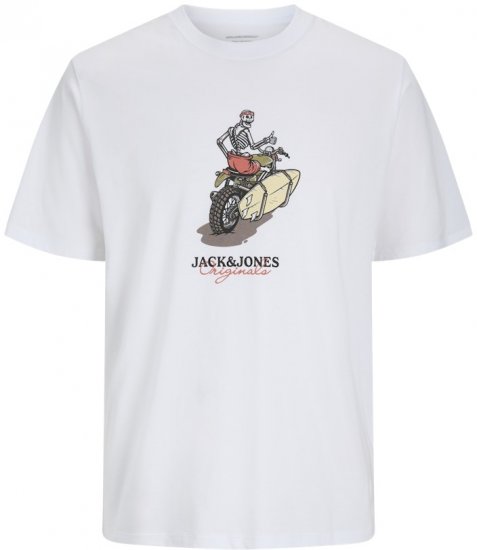 Jack & Jones Skull Coast Crew Neck T-Shirt Bright White - Herren-T-Shirts in großen Größen - Herren-T-Shirts in großen Größen