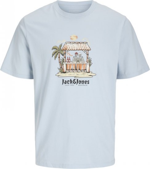 Jack & Jones Skull Coast Crew Neck T-Shirt Light Blue - Herren-T-Shirts in großen Größen - Herren-T-Shirts in großen Größen