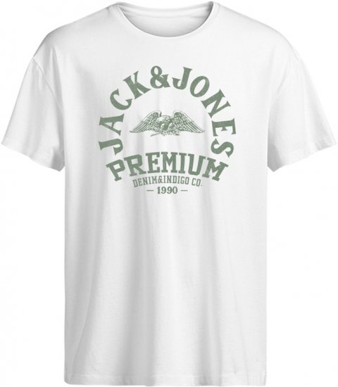 Jack & Jones Blurobar Crew Neck T-Shirt White - Herren-T-shirts - Herren-T-Shirts in großen Größen