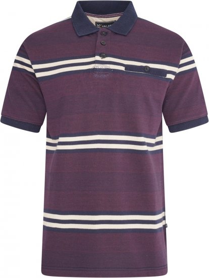 Kam Jeans 5506 Stripe Rugby Polo With Jacquard Collar & Cuffs Navy - Polo-shirts für herren - Polo-Shirts für Herren in großen Größen