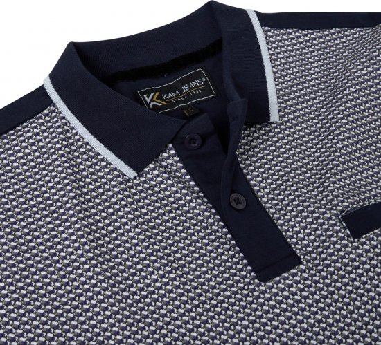 Kam Jeans 5518 Smart Mini Geo-Print Polo Navy - Polo-shirts für herren - Polo-Shirts für Herren in großen Größen