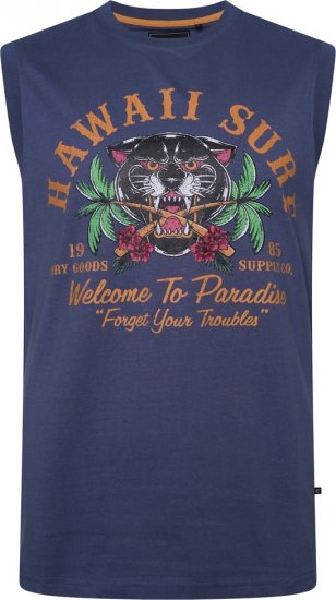 Kam Jeans 5763 Hawaii Surf Vest Vintage Indigo - Herren-T-shirts - Herren-T-Shirts in großen Größen