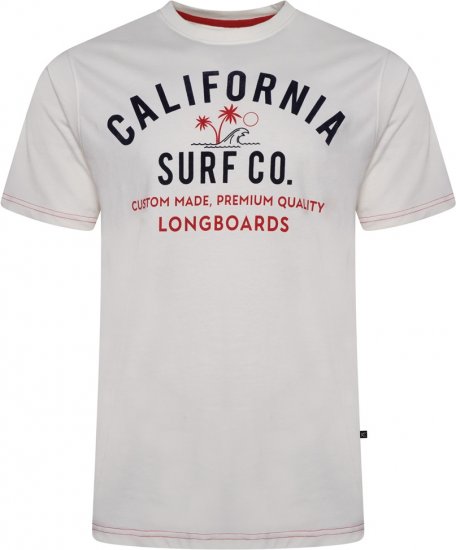 Kam Jeans 5766 California Surf Co T-Shirt Vintage White - Herren-T-shirts - Herren-T-Shirts in großen Größen