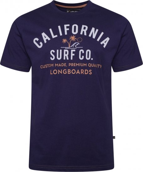 Kam Jeans 5766 California Surf Co T-Shirt Navy Academy - Herren-T-shirts - Herren-T-Shirts in großen Größen
