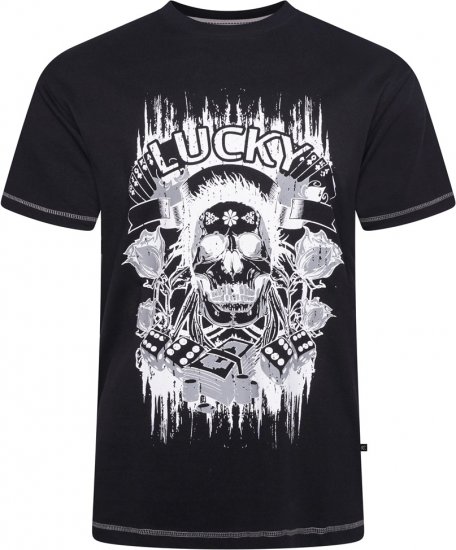 Kam Jeans 5770 Lucky Skull T-Shirt Black - Herren-T-Shirts in großen Größen - Herren-T-Shirts in großen Größen