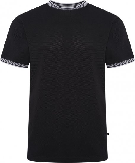 Kam Jeans 5779 Textured Body With Contrast Neck And Cuffs T-Shirt Black - Herren-T-shirts - Herren-T-Shirts in großen Größen