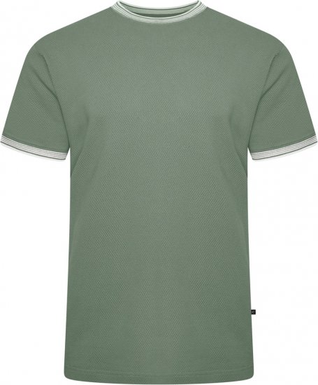 Kam Jeans 5779 Textured Body With Contrast Neck And Cuffs T-Shirt Elm Green - Herren-T-shirts - Herren-T-Shirts in großen Größen