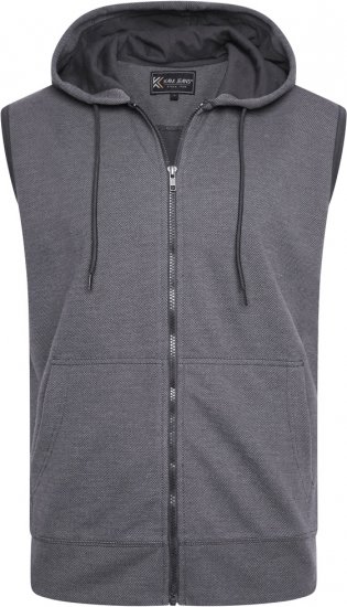 Kam Jeans 7077 Textured Interlock Sleeveless Hoodie Charcoal - Herren-sweater und -hoodies - Herren-Sweater und -Hoodies in großen Größen