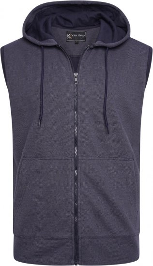 Kam Jeans 7077 Textured Interlock Sleeveless Hoodie Indigo - Herren-sweater und -hoodies - Herren-Sweater und -Hoodies in großen Größen