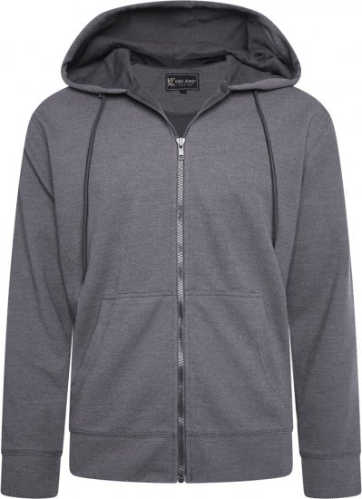 Kam Jeans 7078 Textured Interlock Hoody Charcoal - Herren-sweater und -hoodies - Herren-Sweater und -Hoodies in großen Größen