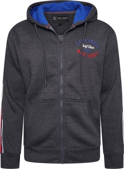 Kam Jeans 7080 California Hoody With Taped Sleeves Charcoal - Herren-sweater und -hoodies - Herren-Sweater und -Hoodies in großen Größen