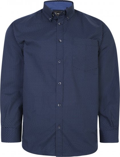 Kam Jeans P018 Premium Dobby Print Long Sleeve Shirt Navy - Herrenhemden - Herrenhemden in großen Größen