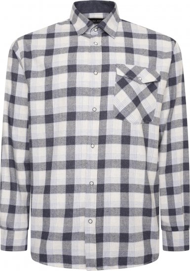 Kam Jeans P040 Premium Flannel Retro Check Shirt Indigo - Herrenhemden - Herrenhemden in großen Größen
