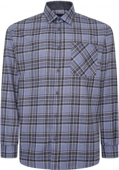 Kam Jeans P041 Premium Flannel Check Long Sleeve Shirt Denim - Herrenhemden - Herrenhemden in großen Größen