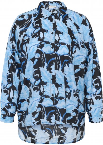 Kaffe Curve Sasja Langarmhemd Blue Snake Flower - Blusen & Tuniken - 