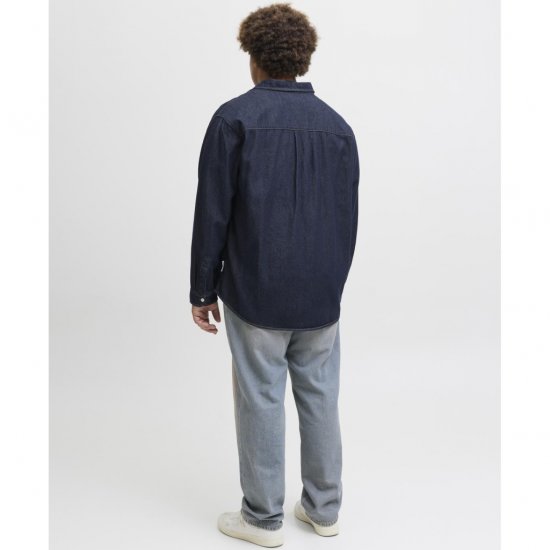 Jack & Jones Norrebro Denim Long Sleeve Shirt Dark Blue Denim - Herrenhemden - Herrenhemden in großen Größen