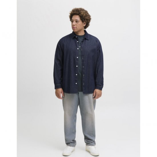Jack & Jones Norrebro Denim Long Sleeve Shirt Dark Blue Denim - Herrenhemden - Herrenhemden in großen Größen