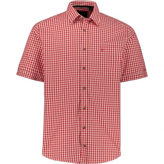 JP1880 Shirt Traditional Checked Short Sleeve Red - Herrenhemden in großen Größen - Herrenhemden in großen Größen
