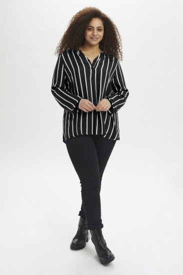 Kaffe Curve Sida Bluse Schwarz/Kreide Gestreift - Blusen & Tuniken - 