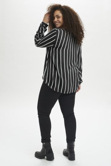 Kaffe Curve Sida Bluse Schwarz/Kreide Gestreift - Blusen & Tuniken - 