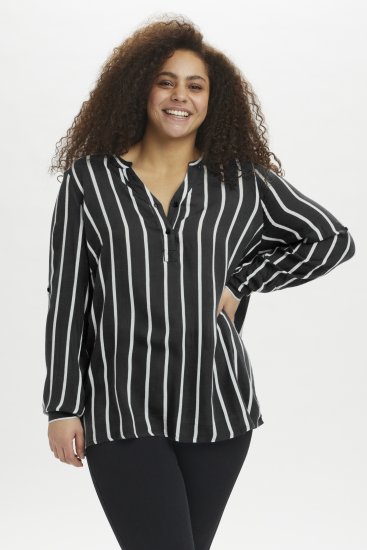 Kaffe Curve Sida Bluse Schwarz/Kreide Gestreift - Blusen & Tuniken - 