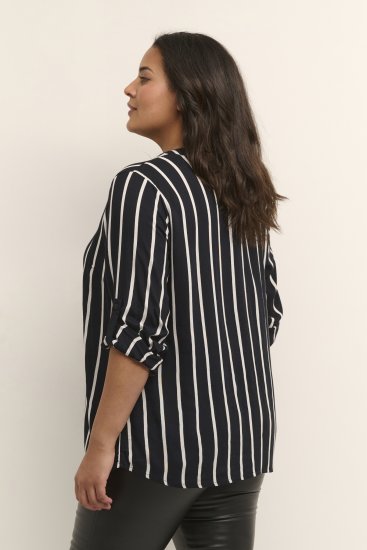 Kaffe Curve Sida Bluse Schwarz/Kreide Gestreift - Blusen & Tuniken - 