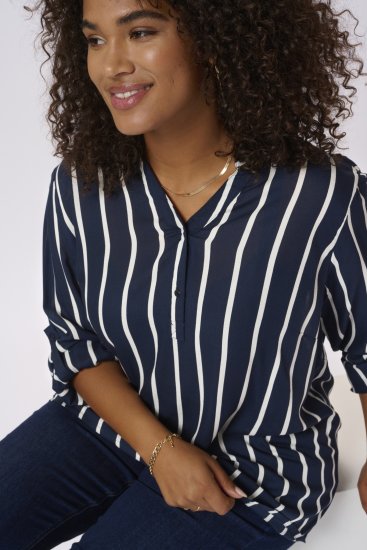 Kaffe Curve Sida Bluse Midnight/Kreide Gestreift - Blusen & Tuniken - 