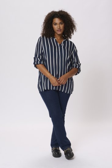 Kaffe Curve Sida Bluse Midnight/Kreide Gestreift - Blusen & Tuniken - 