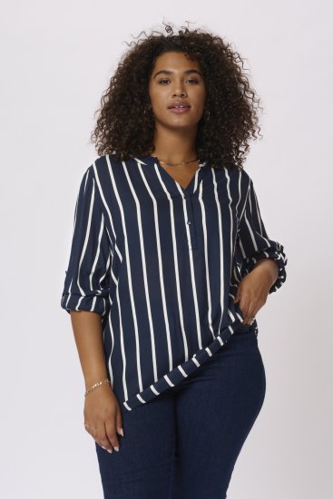 Kaffe Curve Sida Bluse Midnight/Kreide Gestreift - Blusen & Tuniken - 