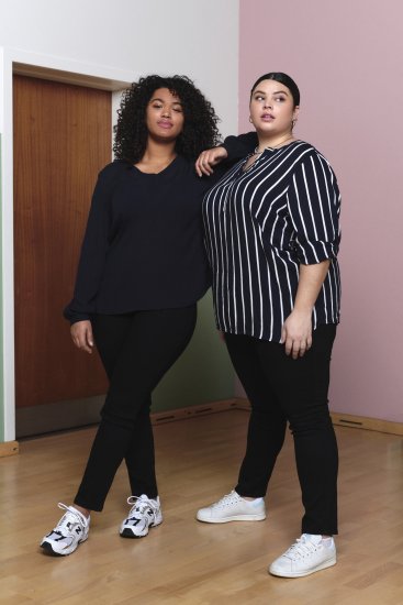 Kaffe Curve Sida Bluse Midnight/Kreide Gestreift - Blusen & Tuniken - 