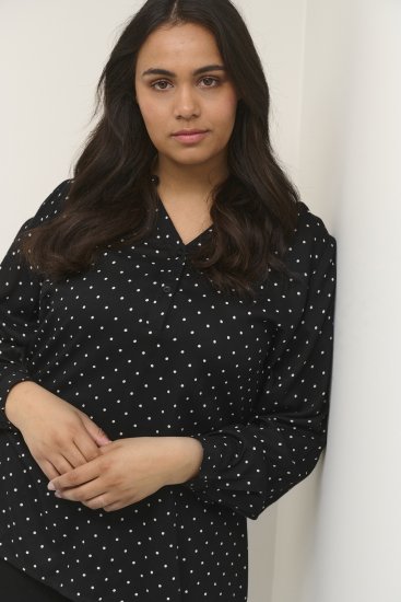 Kaffe Curve Joy Bluse Schwarz/Weiß Gepunktet - Blusen & Tuniken - 