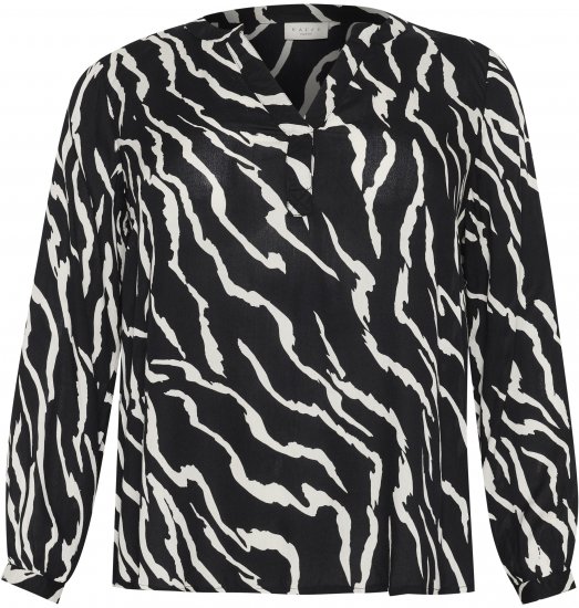Kaffe Curve Mirta Tilly Bluse Schwarz/Antique Zebra-Print - Blusen & Tuniken - 