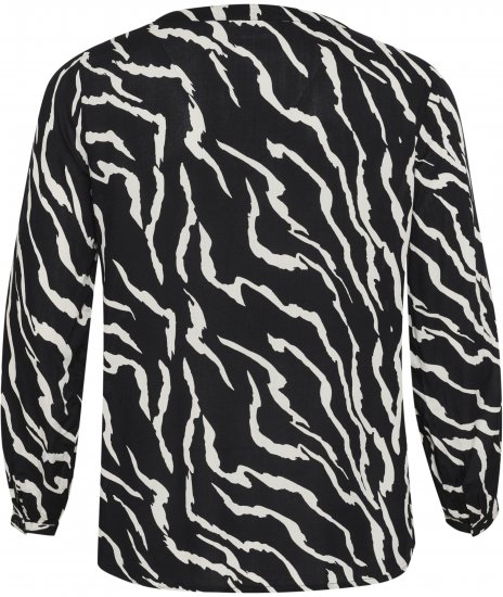 Kaffe Curve Mirta Tilly Bluse Schwarz/Antique Zebra-Print - Blusen & Tuniken - 