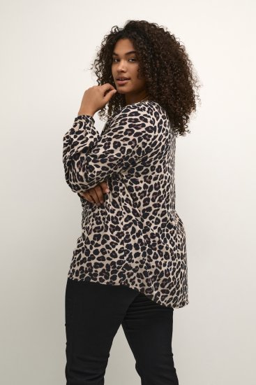 Kaffe Curve Mirta Tilly Bluse Leoparden-Print - Blusen & Tuniken - 