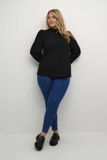 Kaffe Curve Ditta Smock Bluse Tiefschwarz - Blusen & Tuniken - 